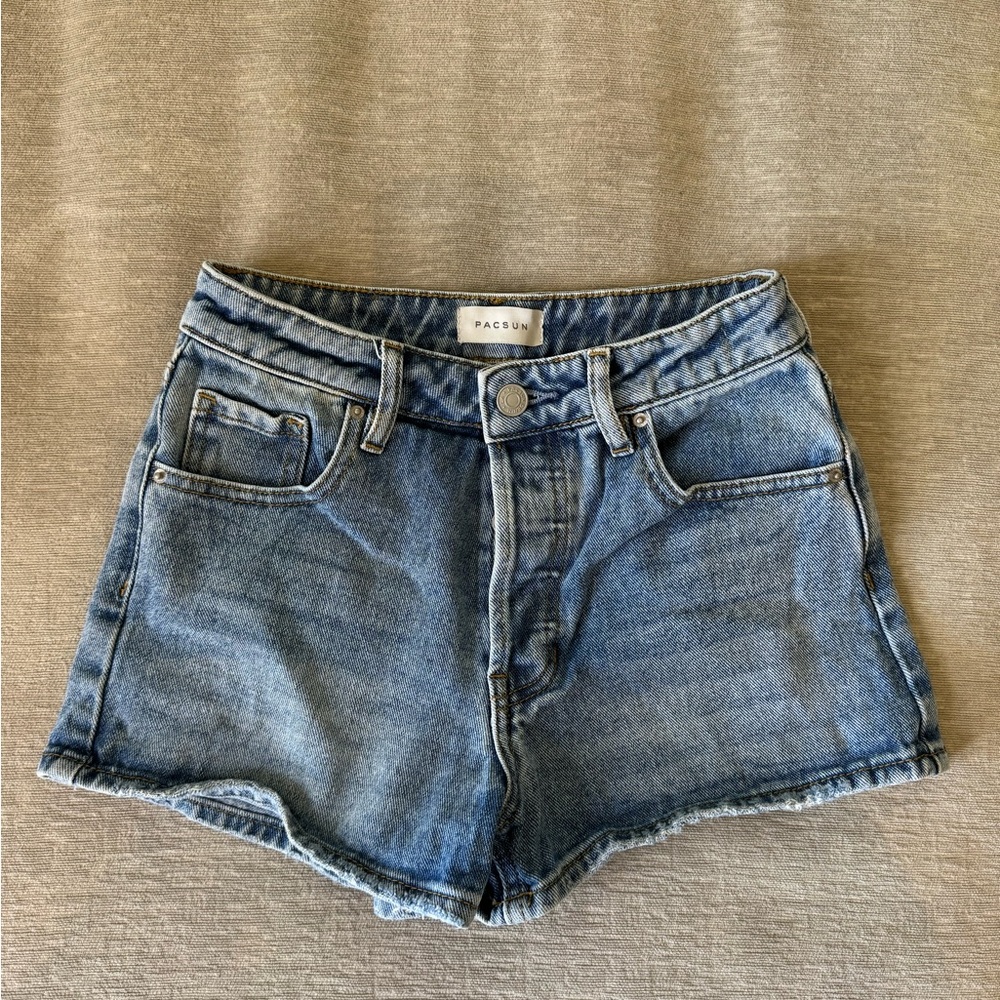 PacSun High Rise Festival Denim Shorts Size 24 | Button Fly Blue Jean Cutoffs